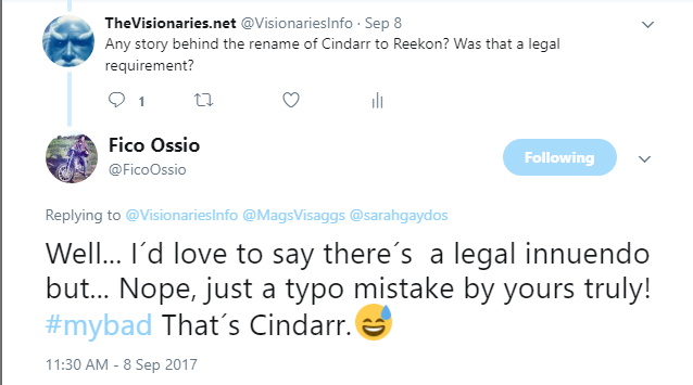 Cindarr and not Reekon